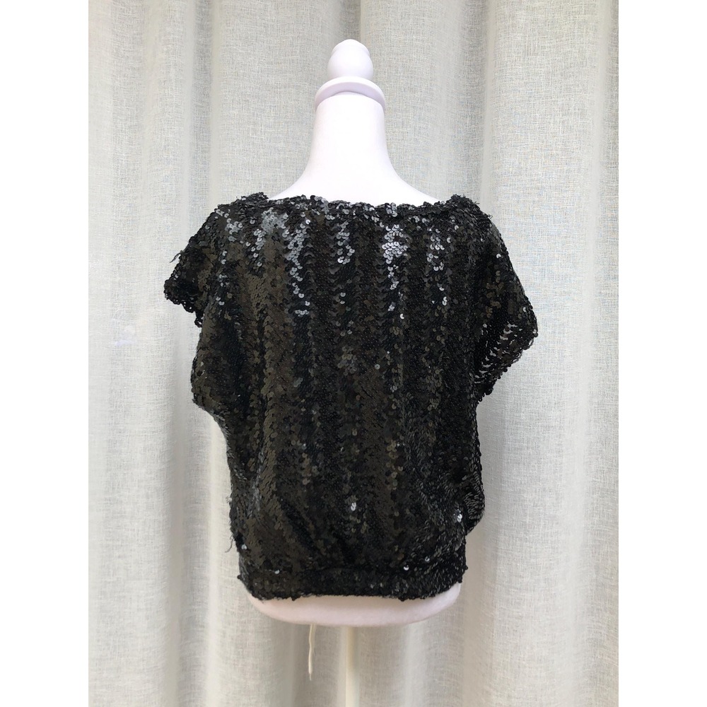Creations Iii Black Sequin Embellished Sleeveless Party Top View 3